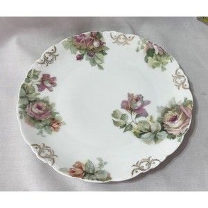 Antique Malmaison Bavaria Porcelain Plate Flowers 9.5” diameter